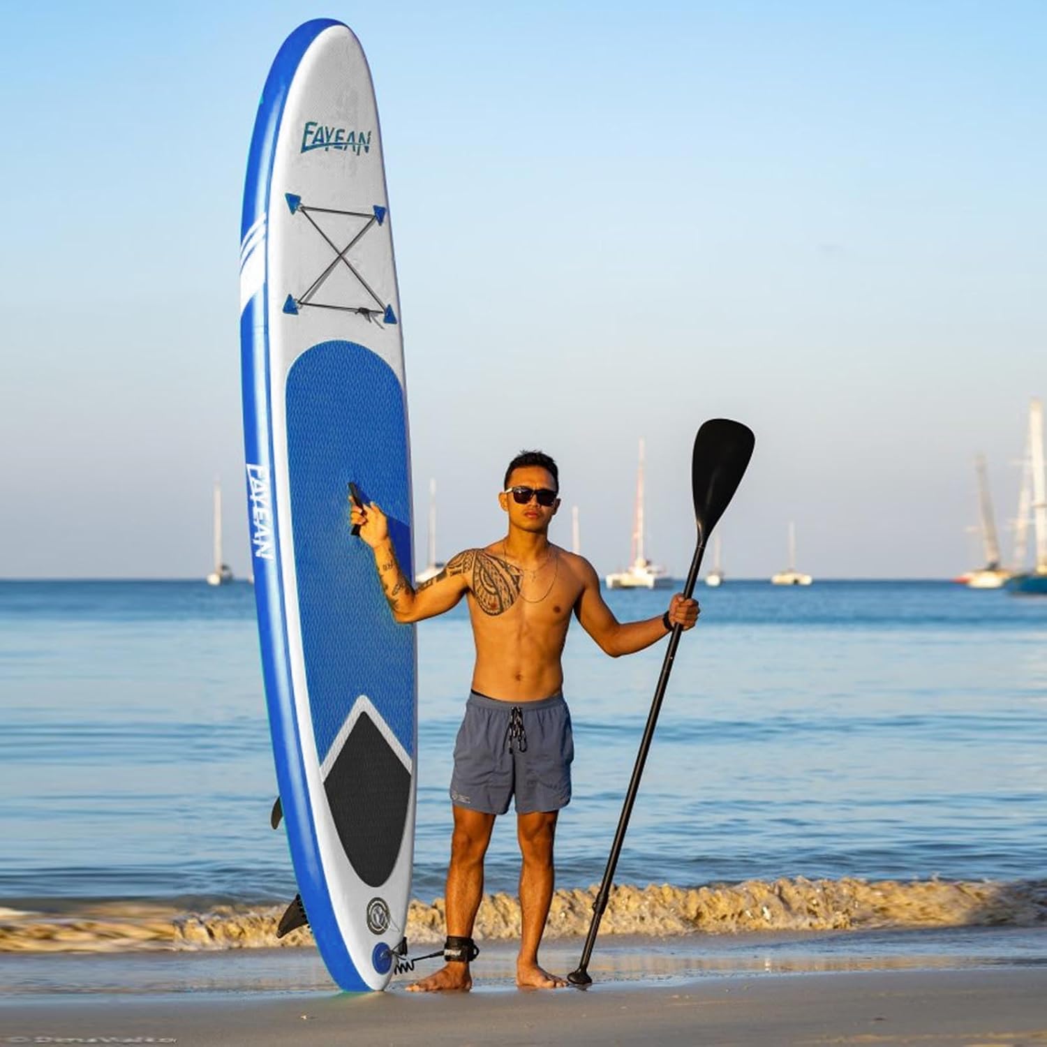 Inflatable Paddle Board,Extra Wide 10.6'/11' Stand Up Paddle Board with Sup Accessories,400lbs Capacity for Family with Safety Leash, All Skill Levels Sup for Yoga,Fishing,Surfing