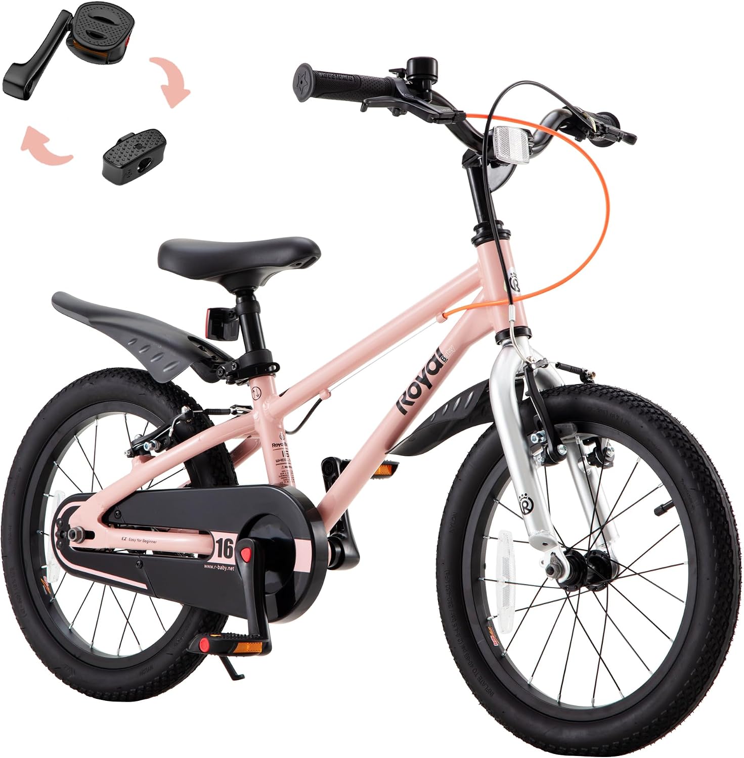 RoyalBaby EZ Fride Kids Bike 16 18 20 Inch, Lightweight Aluminum 2-in-1 Balance to Pedal Bike with One-Key Switch for Boys Girls Ages 4+