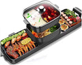Electric BBQ Grill Indoor Hot Pot 2 in 1 2700W Non-Stick Baking Pan Separate Dual Temperature Control Smokeless Barbecue Machine Suitable for Gatherings