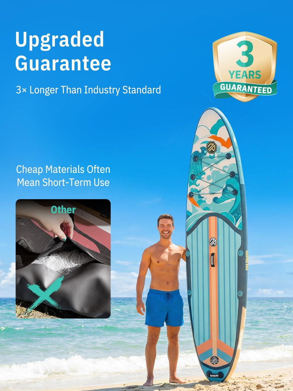 Niphean Inflatable Stand Up Paddle Board with SUP Accessories, Anti-Slip EVA Deck, 10'6'' Inflatable Paddle Boards for Adults & Youth of All Skill Levels