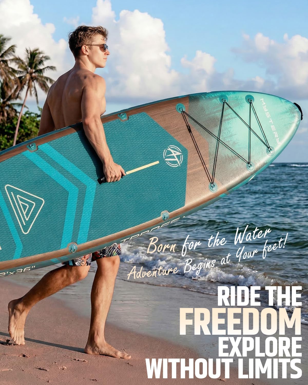 12'x36 Inflatable Paddle Board, 500lbs Extra Wide Stand Up Paddleboard for Adults with Premium SUP Accessories Kit & Backpack, Blow Up Kayak Non-Slip Stable Deck Boat for Yoga Fishing Surf
