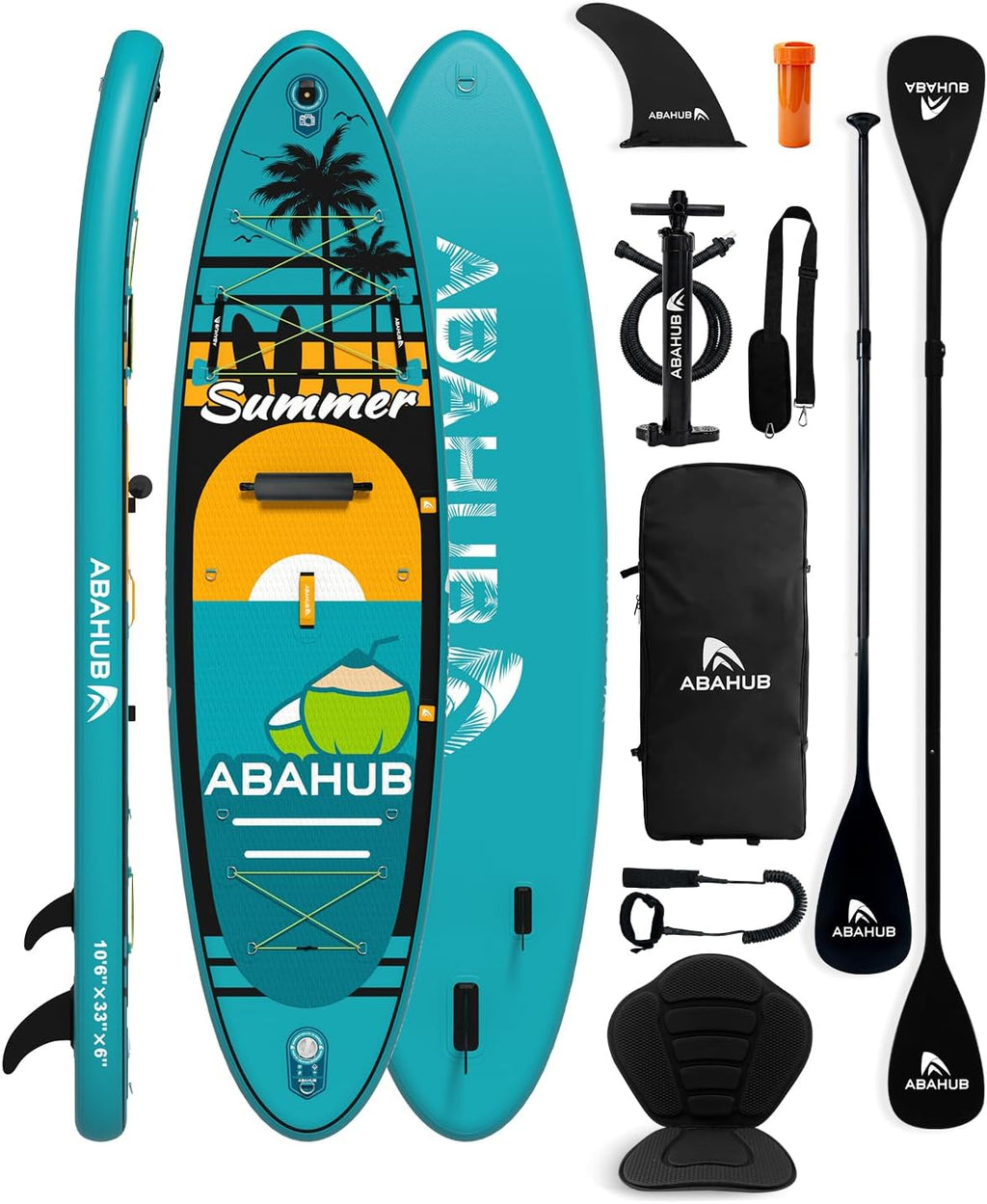 Abahub Inflatable SUP, Wide 10'6' x 31'/34' iSUP, Standup Paddleboard with Adjustable SUP Kayak Paddle, for Yoga, Paddle Board, Kayaking, Surf, Canoe, Fishing