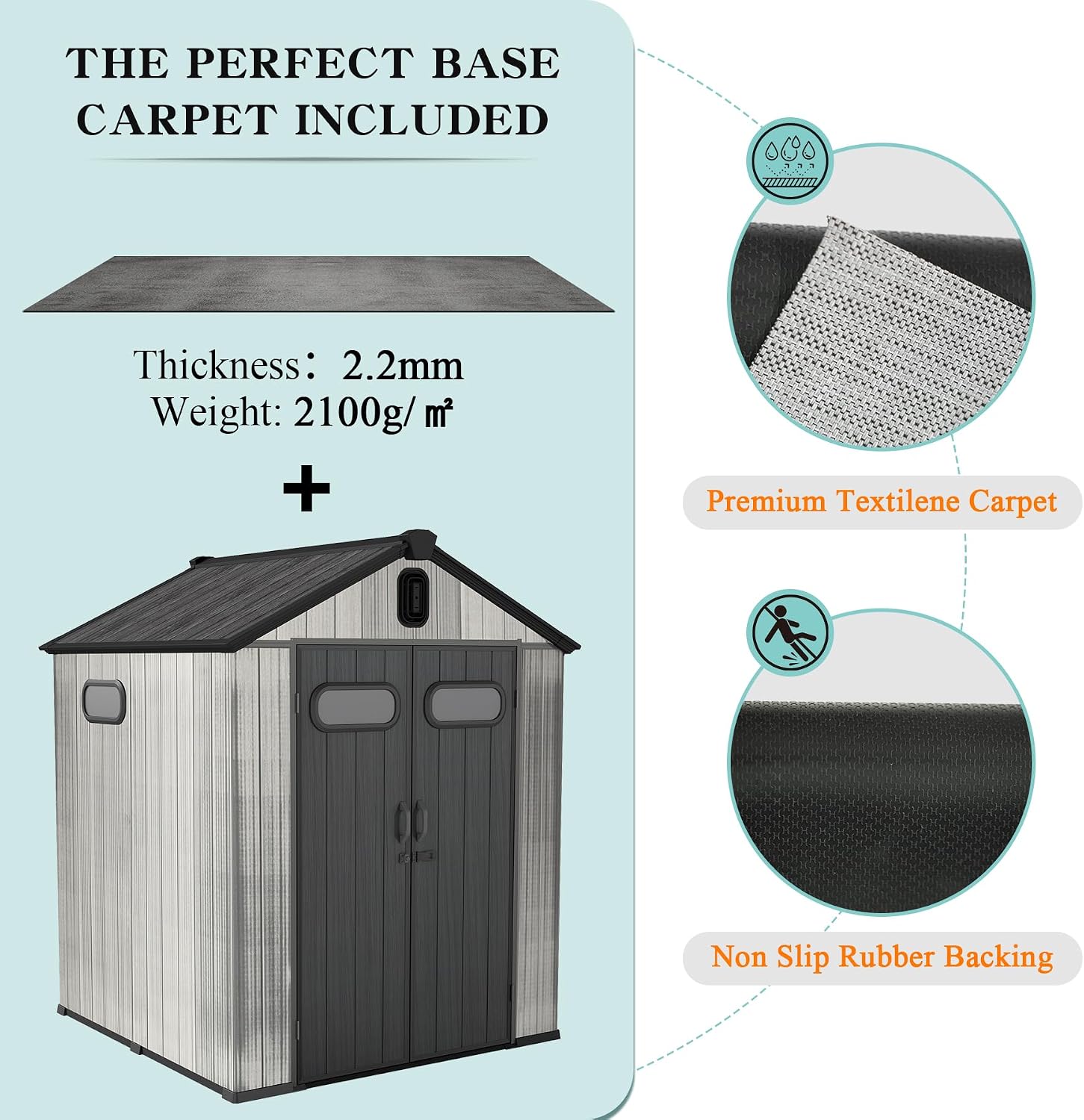 Domi 6x6FT Resin Outdoor Storage Shed with Lockable Door, Waterproof Outside Sheds with Windows & Vents, Heavy-Duty Plastic Tool Storage Shed for Patio Furniture, Lawn Mower, Bike