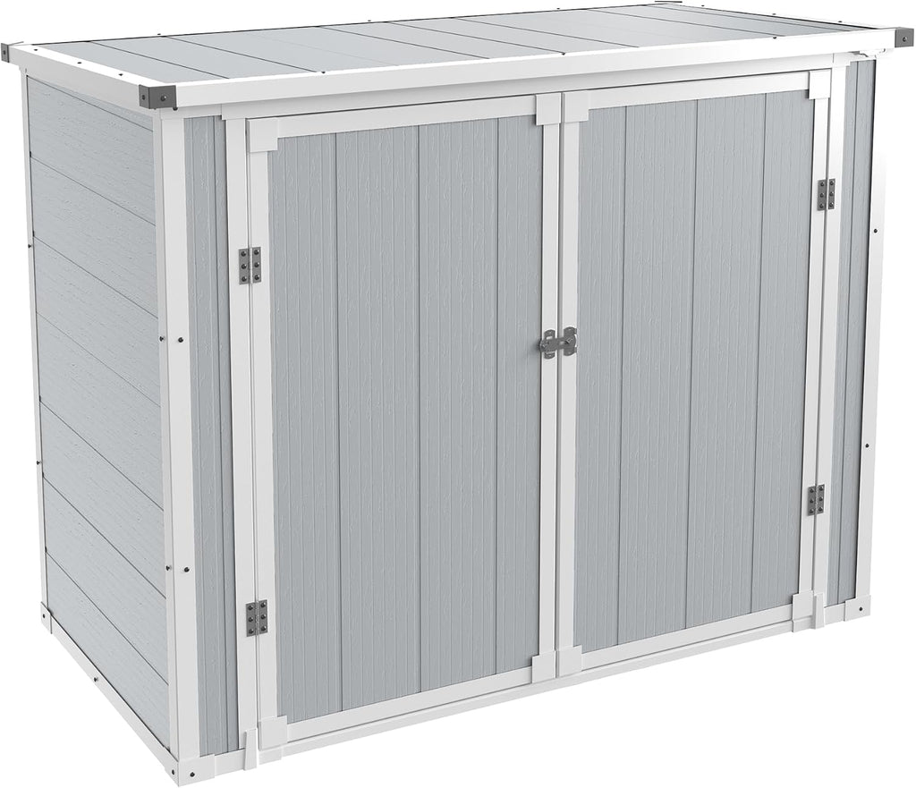 Outdoor Horizontal Storage Sheds 41 Cu.ft Resin Large Storaged Box with Floor Thickened & Gas Spring, Easy to Assemble, Prefect for Garden, Patios, Backyards