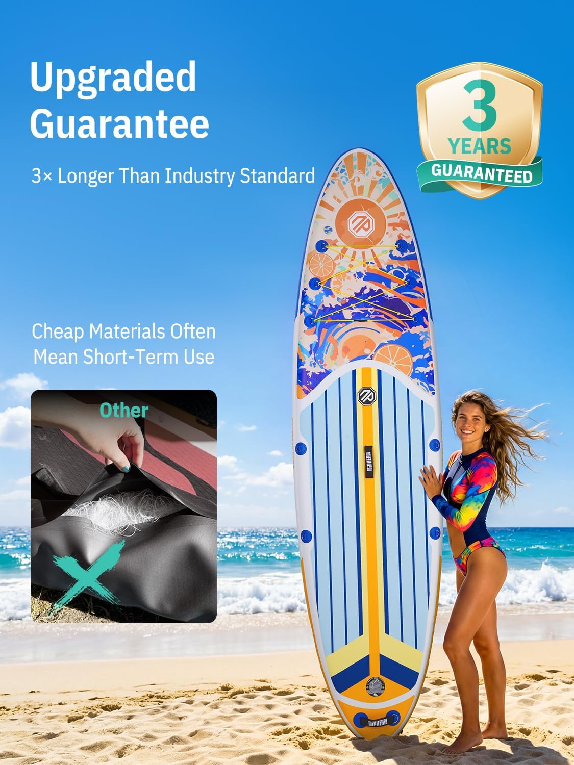 Niphean Inflatable Stand Up Paddle Board with SUP Accessories, Anti-Slip EVA Deck, 10'6'' Inflatable Paddle Boards for Adults & Youth of All Skill Levels