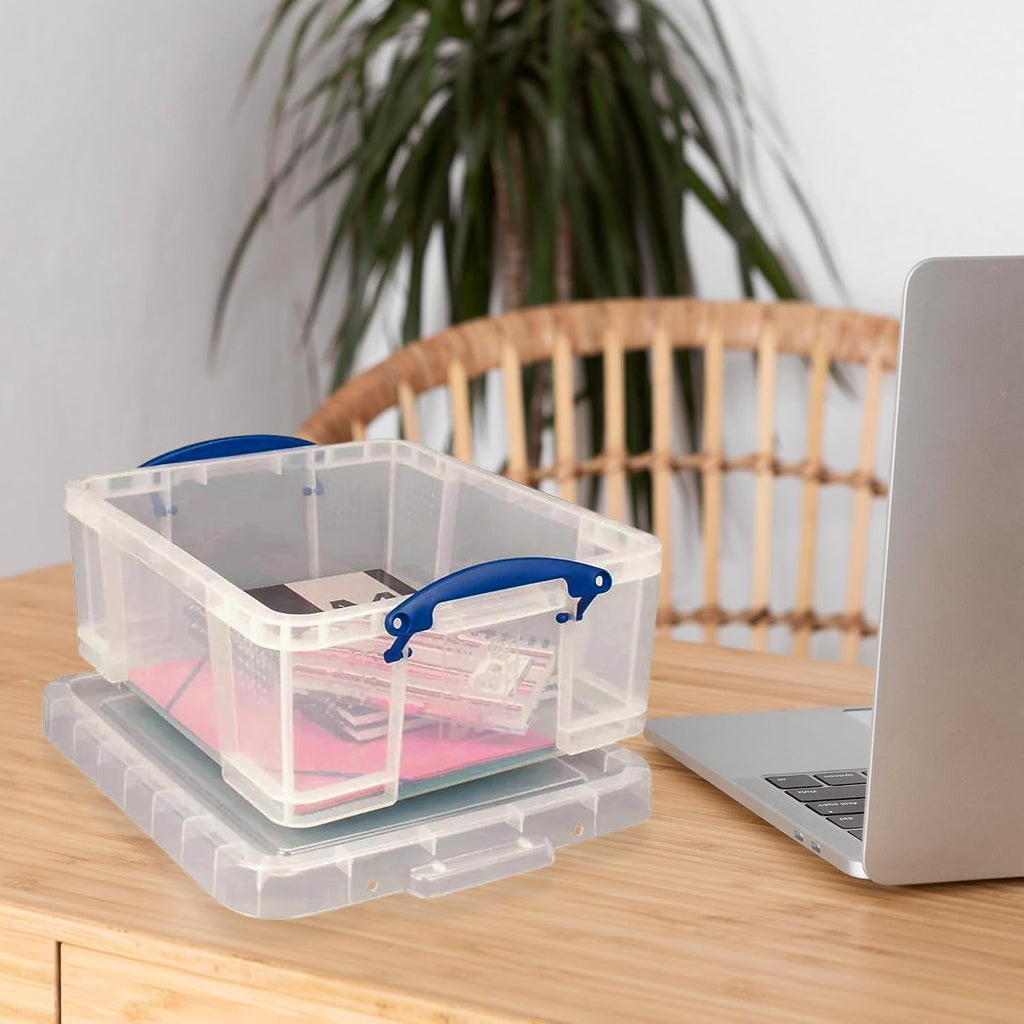 Really Useful Box 10 Pack 17L Plastic Storage Bins with Snap Lids and Clip Lock, Clear
