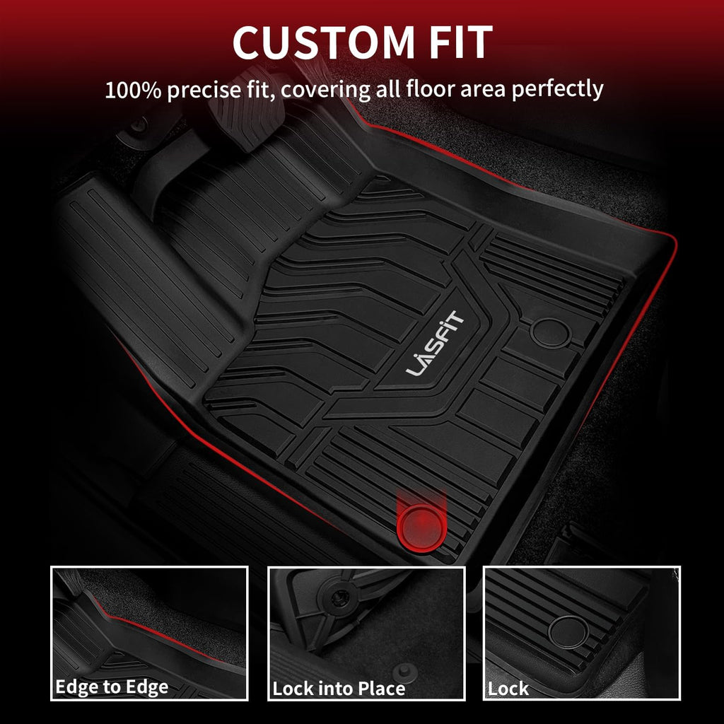 LASFIT Floor Mats for Nissan Rogue 2021-2026 (Not Fit Rogue Sport), Custom Fit All Weather Protection Durable TPE Floor Liners for Nissan Rogue S/SV/SL/Platinum 2021-2026 1st & 2nd Row Car Mats, Black