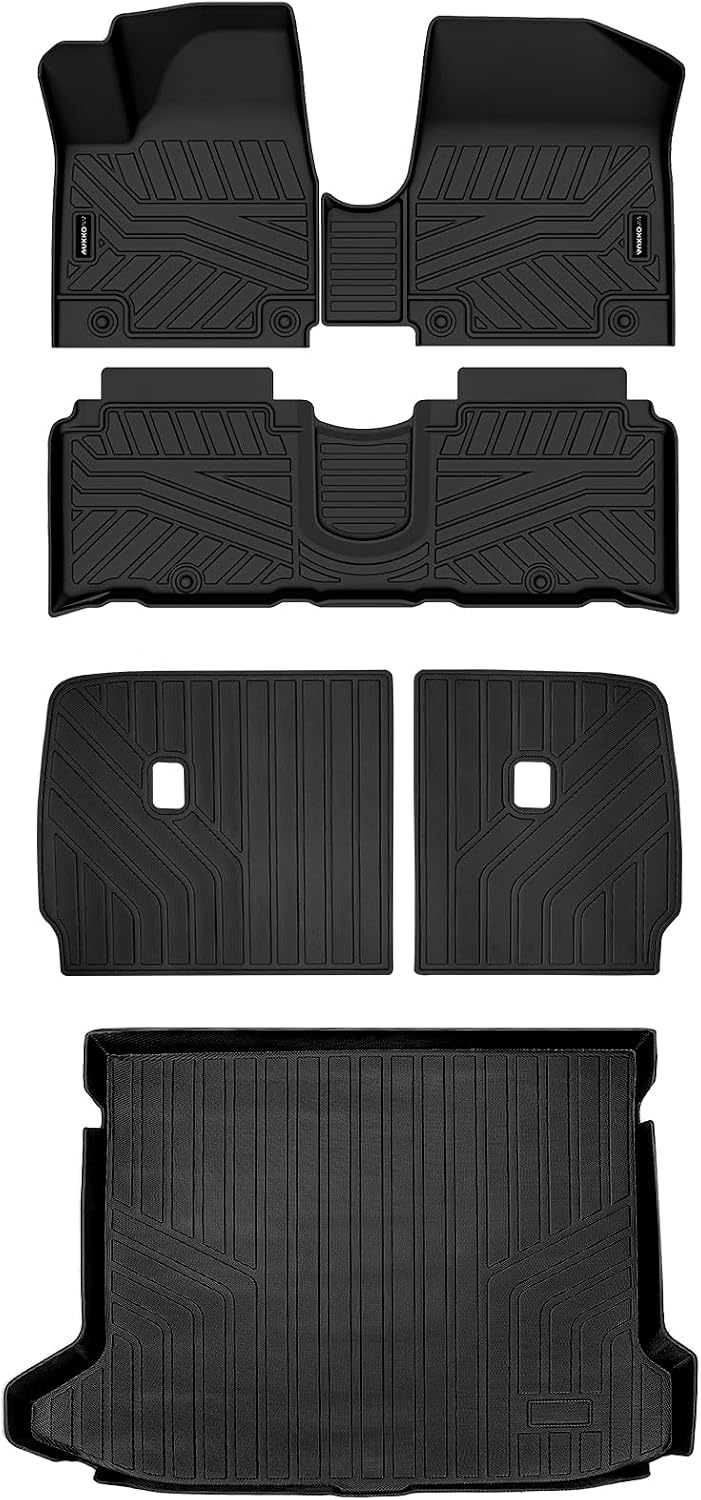 Auxko All Weather Floor Mats Cargo Mat with Backrest Mat for Hyundai Ioniq 5 (Unmovable Center Console, Not for Limited) 2022-2024 TPE Liners Accessories Guard Odorless Anti-Slip Floor Trunk Liners