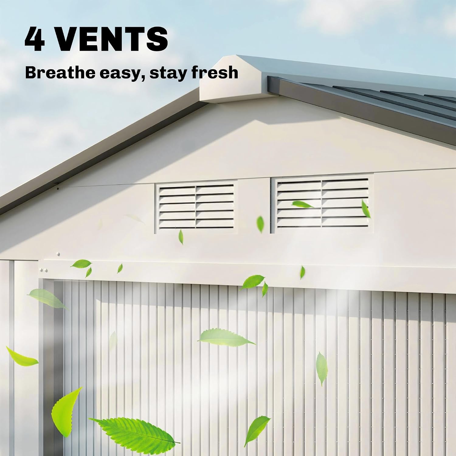 Outsunny 7' x 4' Outdoor Storage Shed, Garden Tool Metal Shed with Foundation Kit, Double Lockable Door, Air Vents and Sloping Roof, for Backyard, Patio, Lawn, White