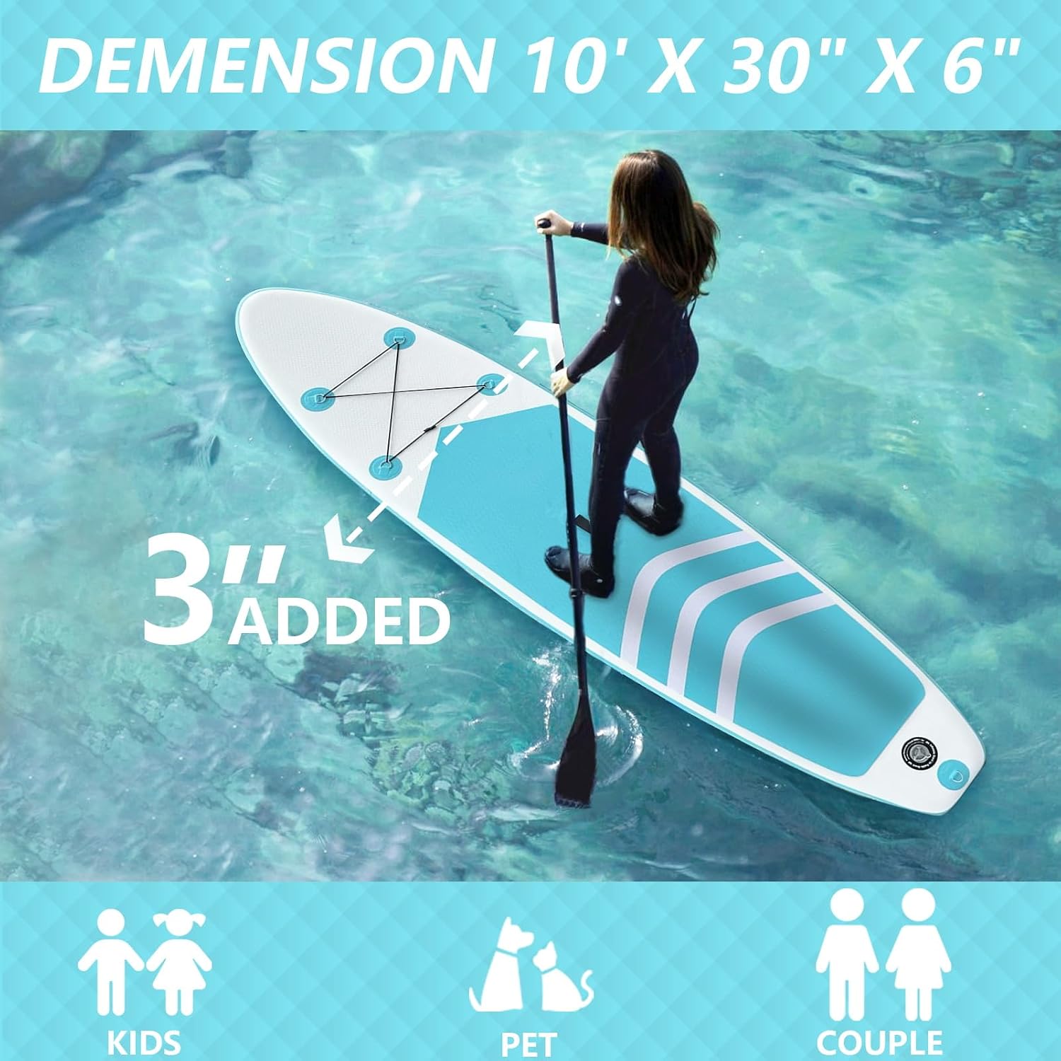 Inflatable Stand Up Paddle Board, 10' SUP with Premium Accessories, Yoga Board for Youth & Adult