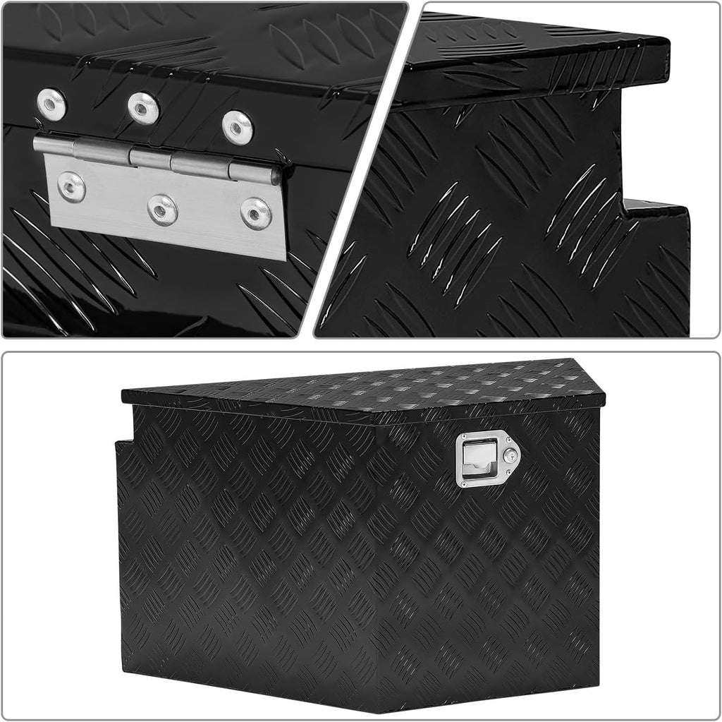 DNA MOTORING Truck Tool Box, Aluminum, Lockable, 32.5'L x 18'W x 16'H, Black, Modern Style, Water Resistant, Flip Top Hinge, TBOX-T5-012-BK