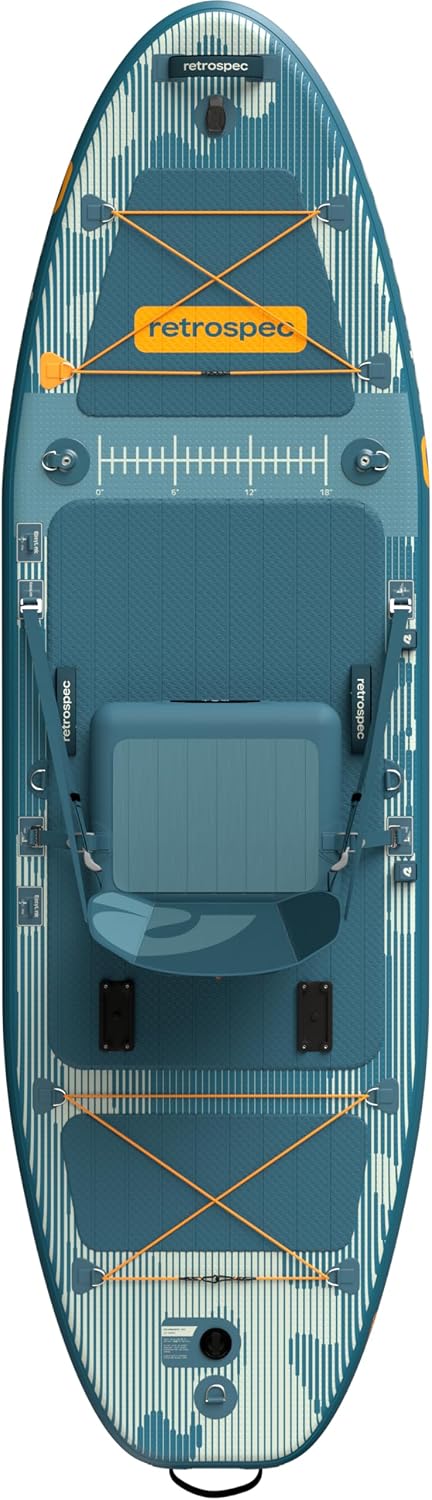 Retrospec June Nano Kids Inflatable Fishing Paddle Board SUP Kayak: 9'6' Hybrid Paddleboard with Rod Holders, Removable Seat - Lightweight Portable Youth Fishing Board