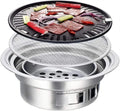 Portable Table Grill, Korean Style BBQ Grill, Stainless Steel BBQ Grill Stove Outdoor Camping Cooker, Charcoal Grill BBQ, Round Barbecue Grill, Indoor&Outdoor Grill BBQ,15.75inch