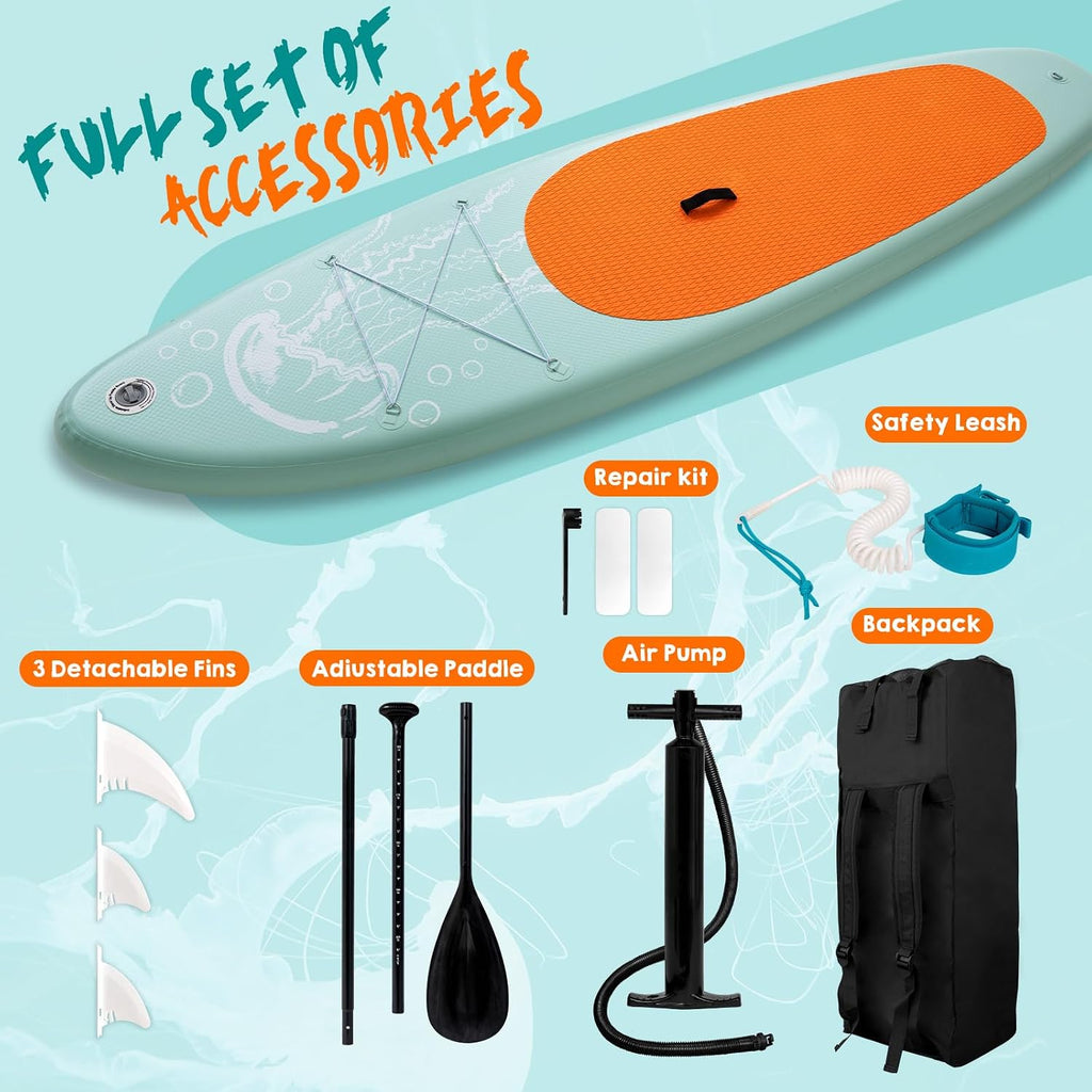 DAKUWAR Paddle Board 10'6''/10' Inflatable Stand Up Paddle Boards with SUP Accessories Ultra-Light Paddleboard Non-Slip Comfort Deck for Adults & Youth of All Skill Levels