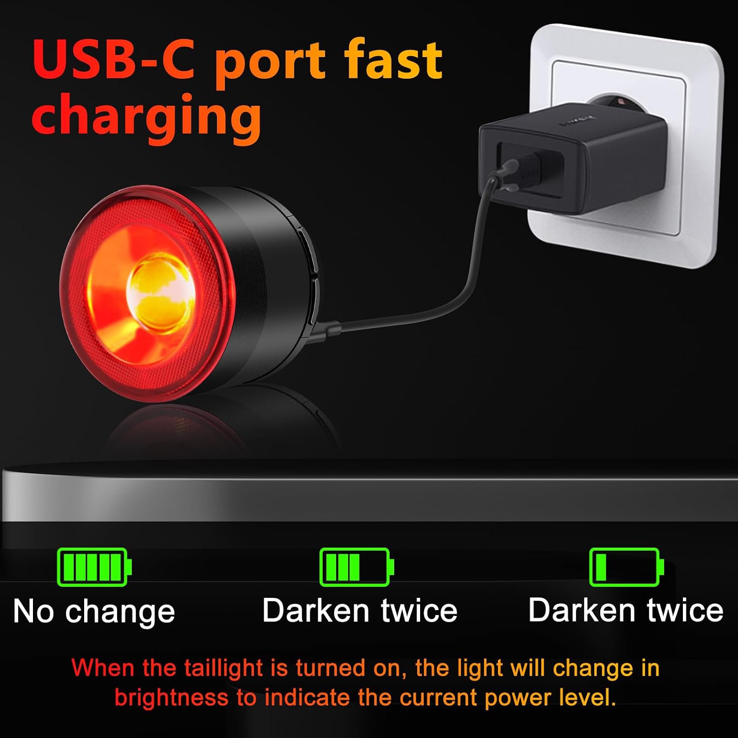 USUPERINK Rear Bike Light Rechargeable,Smart Brake Sensing Bike Tail Light,4 Light Modes 8 Brightness Levels220°Angle,Up to 300 Lumens, Waterproof Safety Road Back Bicycle Lights for Night Riding,30PK