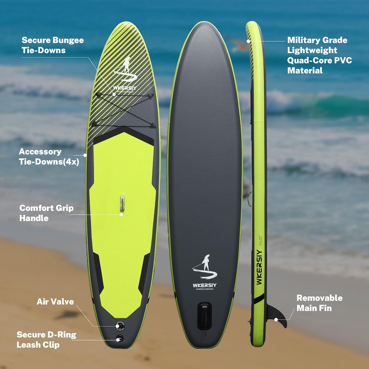 11'32'6 Premium Inflatable Stand Up Paddle Boards with Durable SUP Paddle Board Accessories Wide Stable Design Includes Backpack Required Parts Non-Slip Comfort Deck for Youth & Adults