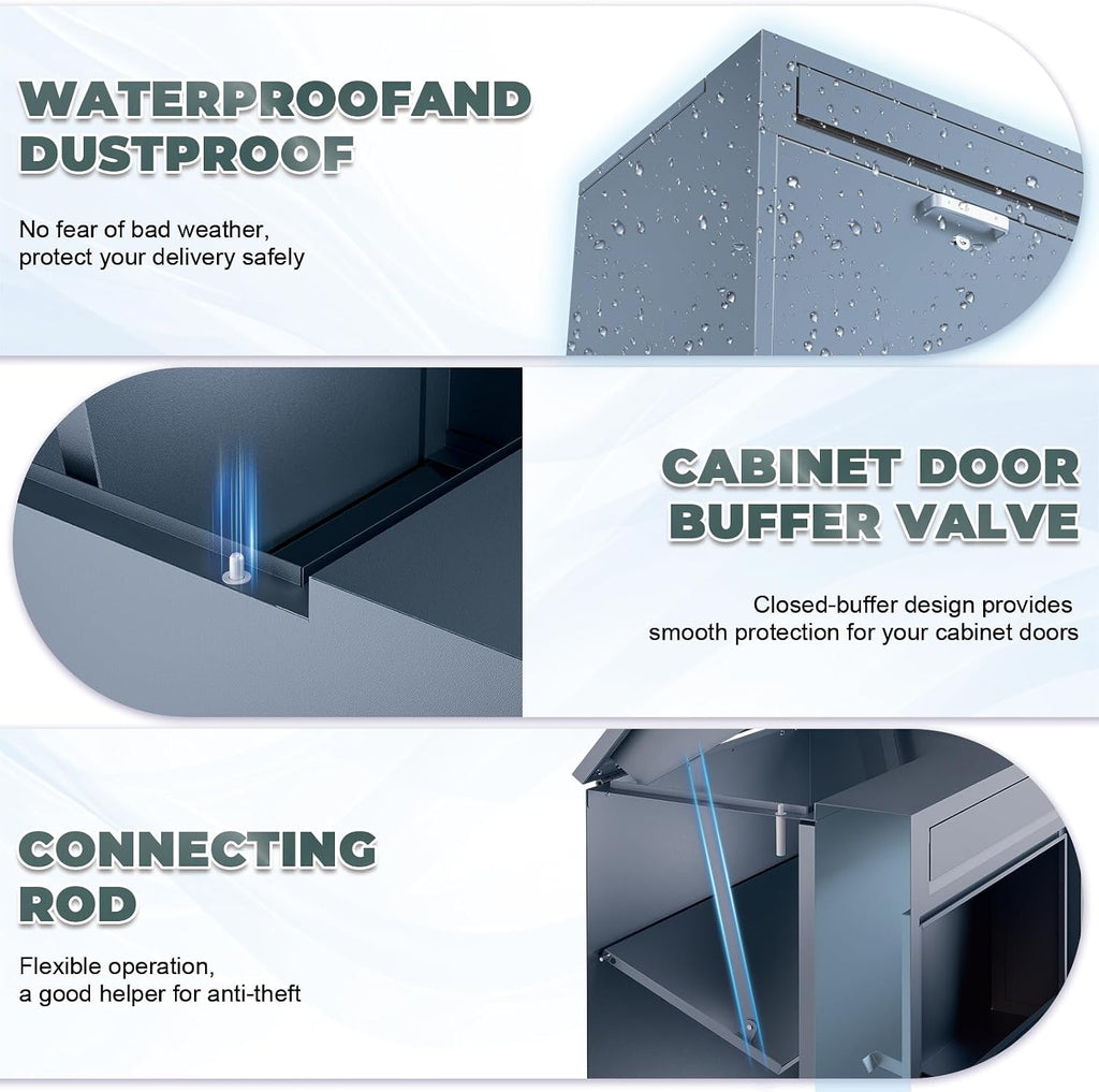 Package Delivery Boxes for Outside, Extra Large Parcel Drop Boxes with Secure Storage, Anti-Theft Galvanized Steel,Waterproof Package Delivery Box for Outdoor Porch (20''L x 16''W x 46''H)