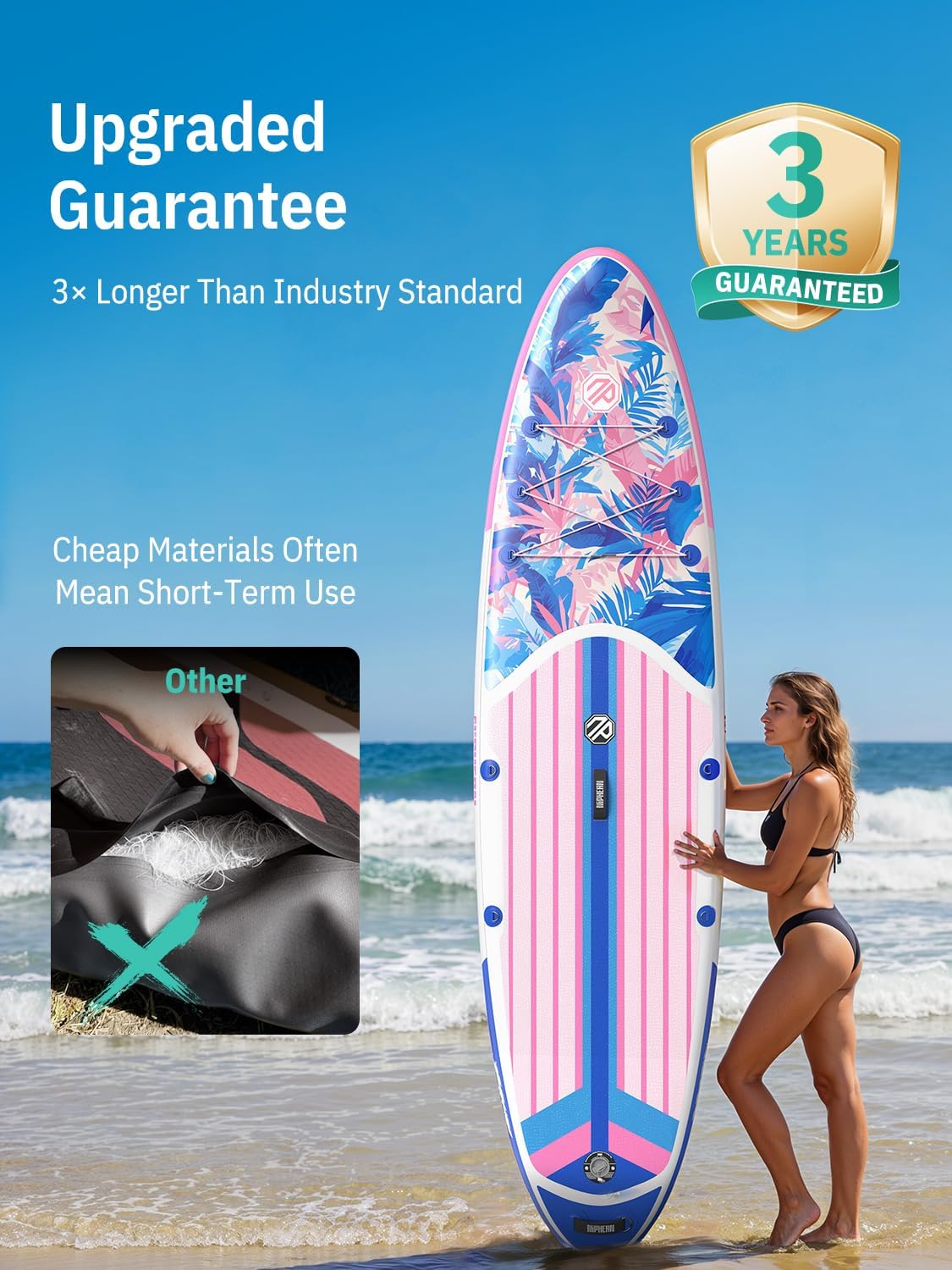 Niphean Inflatable Stand Up Paddle Board with SUP Accessories, Anti-Slip EVA Deck, 10'6'' Inflatable Paddle Boards for Adults & Youth of All Skill Levels
