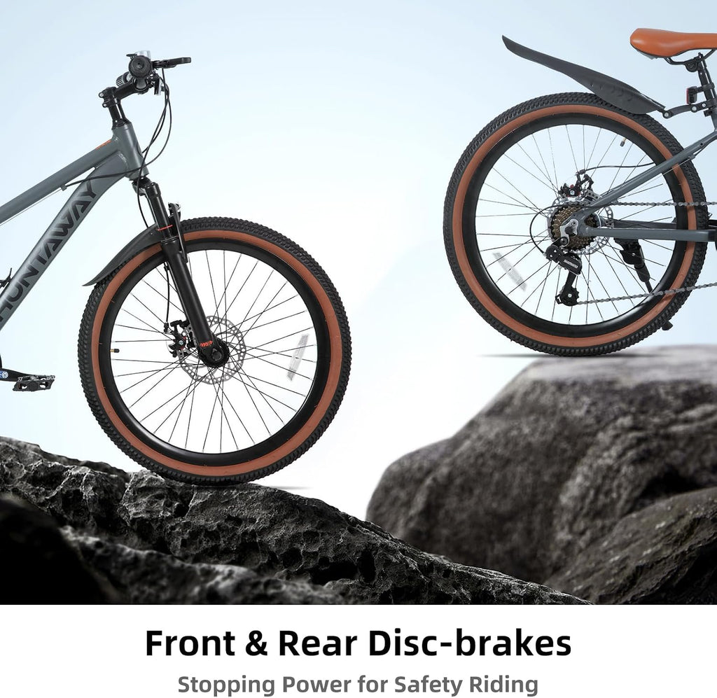 KEANO Huntaway 20 24 Inch Kids Bike for Boys & Girls Ages 7-12 Years Hardtail Mountain Bike for Kids with Aluminum Frame and 7-Speed Drivetrain Children Bicycle