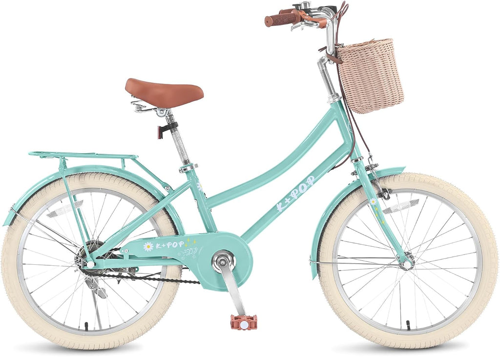 Girls Bikes Ages 8-12, 20 Inch Girls Bike Kids Bicycle with Basket, Lightweight Kids' Bicycles with Front and Rear Brakes, Cruiser Bike for Children, Multiple Colors