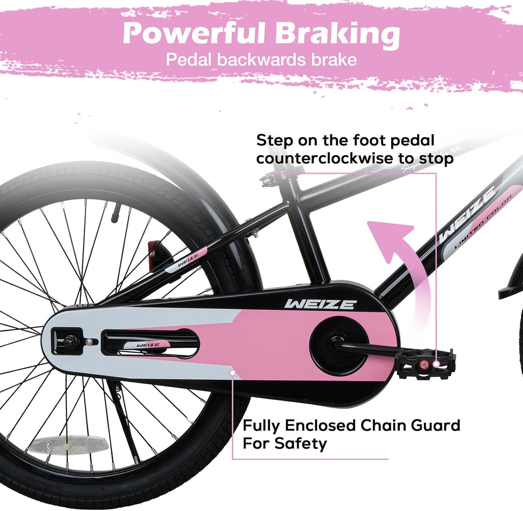 WEIZE Kids Bike, 16 20 Inch Children Bicycle for Boys & Girls Ages 4-12 Years Old, Rider Height 41-62 Inch, Adjustable Seat & Handlebars, Coaster Brake, Multiple Color Options