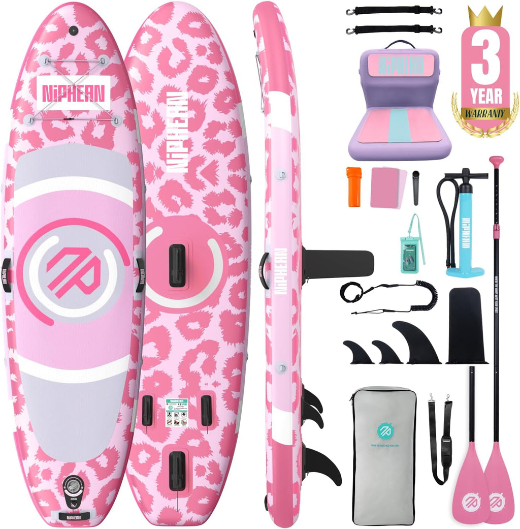 Niphean（Ultra-Light） Inflatable Paddle Board with StabilTrac Fin and Durable SUP Accessories, 10' Stand Up Paddle Boards for Adults & Youth, Versatile Yoga Paddle Board, Gift Ideas