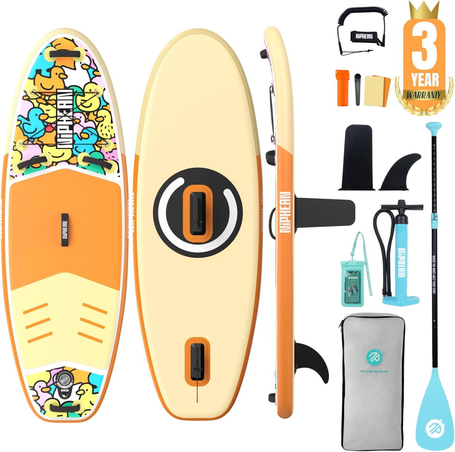 Niphean Inflatable Stand Up Paddle Board with SUP Accessories, Anti-Slip EVA Deck, 10'6'' Inflatable Paddle Boards for Adults & Youth of All Skill Levels