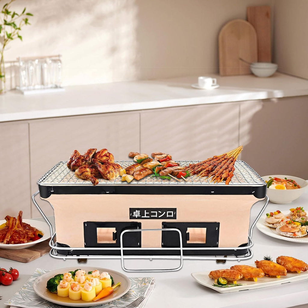 AIZYR Portable Japanese Barbecue Grill Multifunctional Charcoal Barbecue Grill,Korean Table BBQ for Outdoor Barbecues Camping Traveling