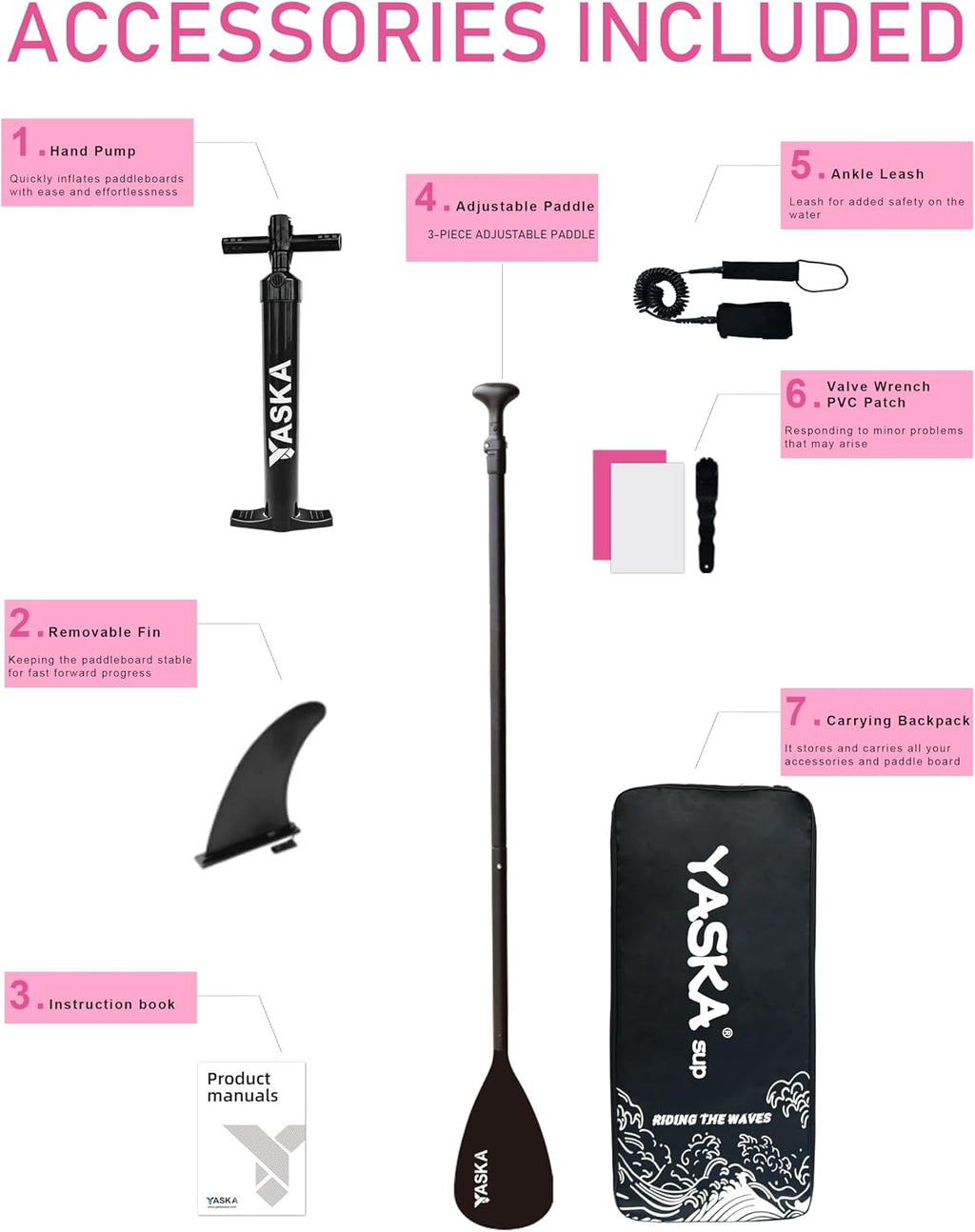 YASKA Inflatable Stand up Paddle Board 11ft with Premium SUP Accessories,Extra Wide Design Non-Slip Paddleboard for Beginner Adults Advenor Yoga Fishing