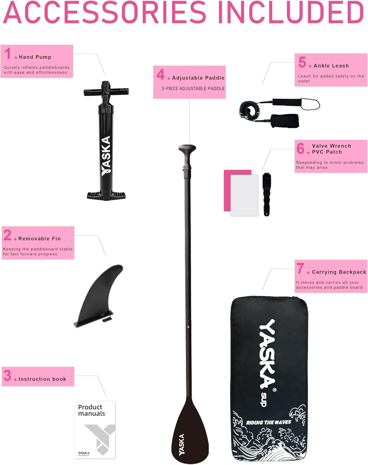 YASKA Inflatable Stand up Paddle Board 11ft with Premium SUP Accessories,Extra Wide Design Non-Slip Paddleboard for Beginner Adults Advenor Yoga Fishing