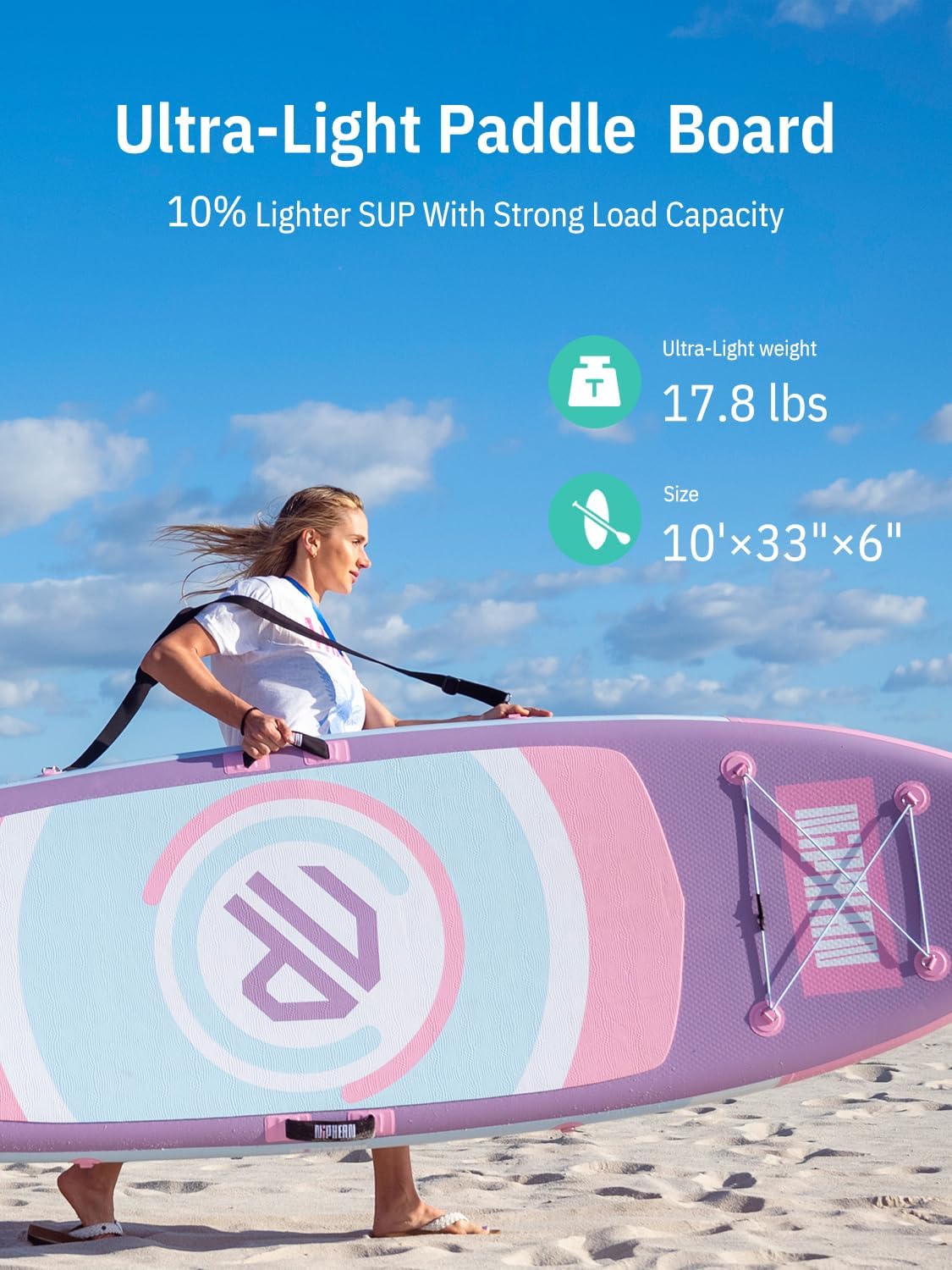 Niphean（Ultra-Light） Inflatable Paddle Board with StabilTrac Fin and Durable SUP Accessories, 10' Stand Up Paddle Boards for Adults & Youth, Versatile Yoga Paddle Board, Gift Ideas