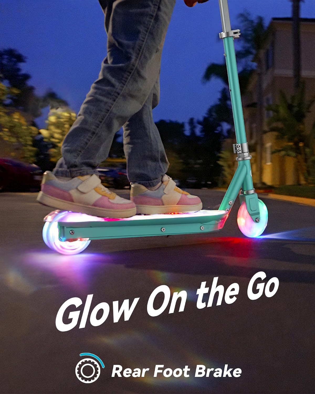 Gyroor KS2 Kids Electric Scooter – 5 MPH Safe Speed, Foot Sensor Start, LED Lights, Adjustable Handlebar, 2 Hr Fast Charge, UL2272 Certified, Ages 6–12, 121 lb Max Load