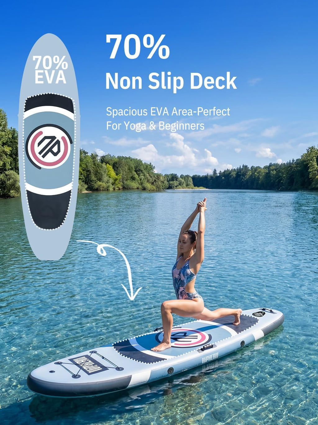 Niphean（Ultra-Light） Inflatable Paddle Board with StabilTrac Fin and Durable SUP Accessories, 10' Stand Up Paddle Boards for Adults & Youth, Versatile Yoga Paddle Board, Gift Ideas