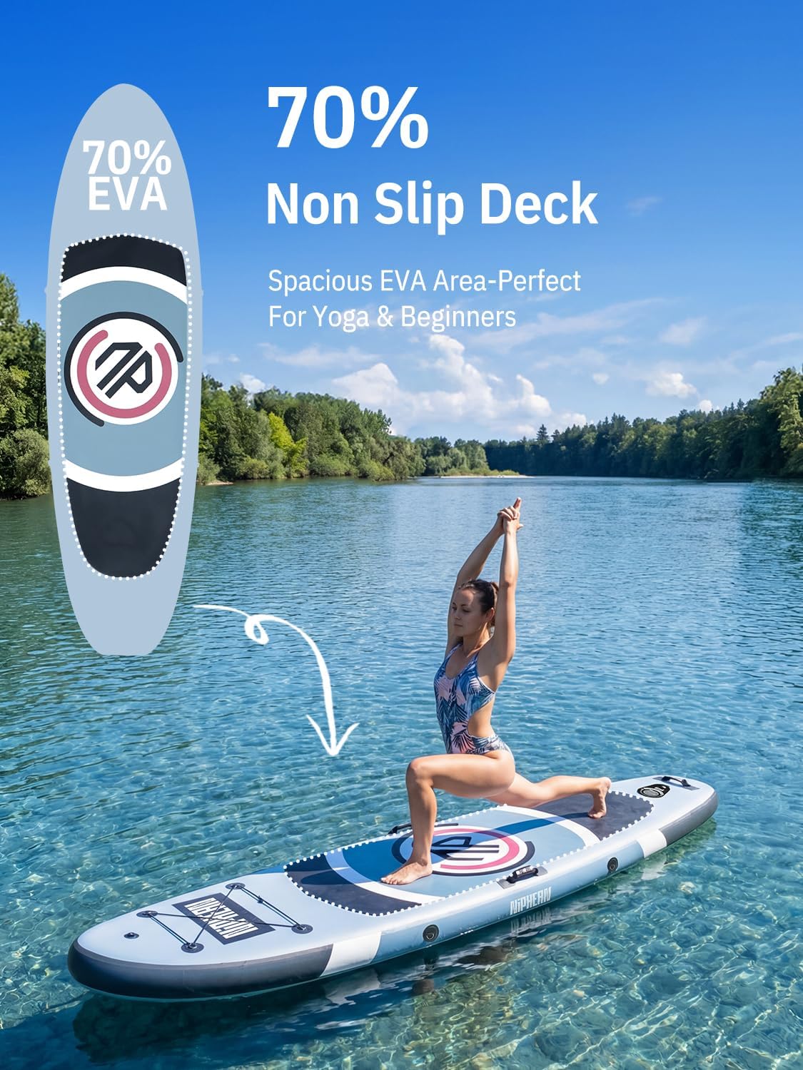 Niphean（Ultra-Light） Inflatable Paddle Board with StabilTrac Fin and Durable SUP Accessories, 10' Stand Up Paddle Boards for Adults & Youth, Versatile Yoga Paddle Board, Gift Ideas