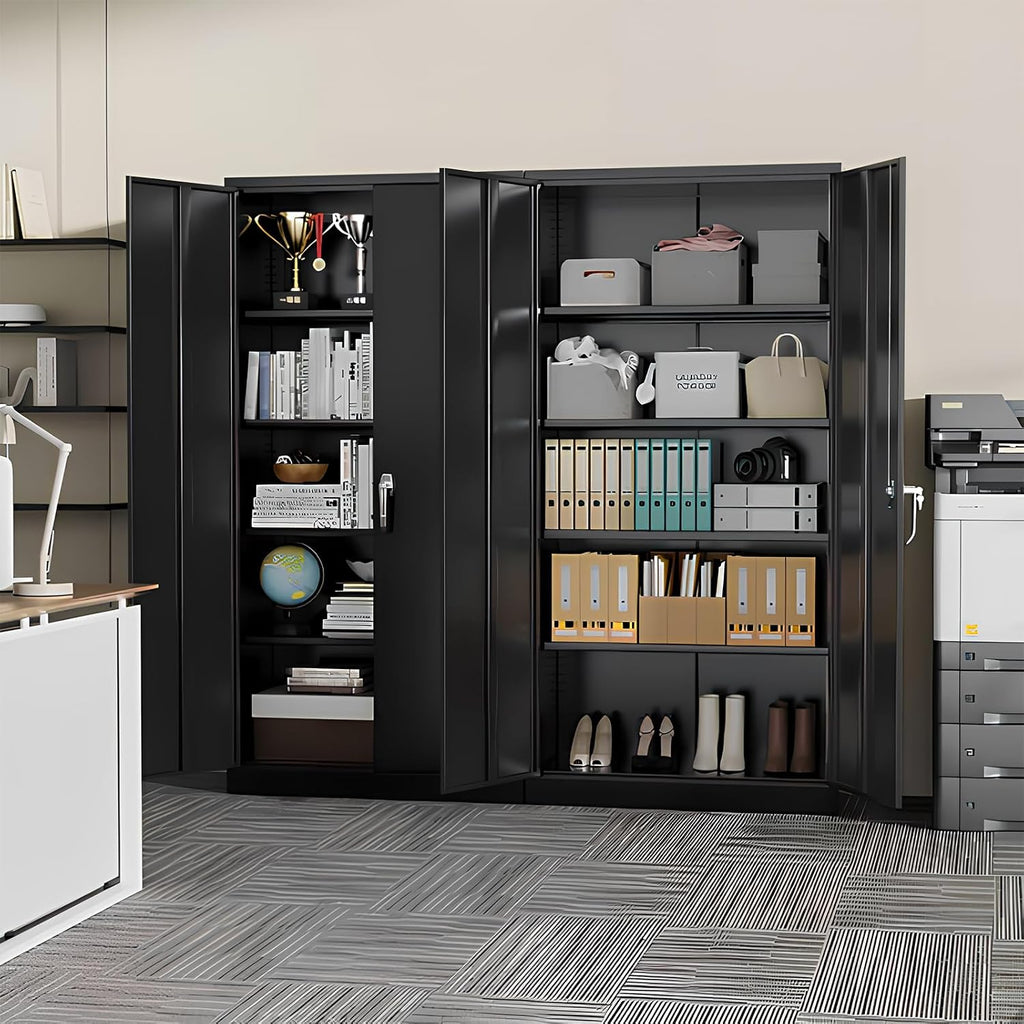 Incbruce 72' H x16 D Patio Metal Storage Cabinet, Outdoor Storage Cabinet with Doors and Adjustable Shelves, Tool Shed for Home, Patio, Office (Black)