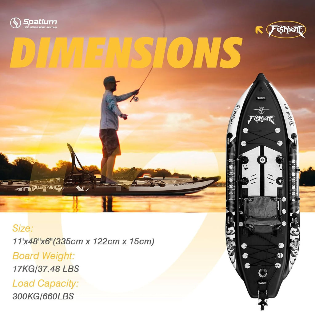Fishing Paddle Board Triple Chamber Inflatable Stand Up Paddle Board 11'*48'*6',Fishing Kayak withPremium Accessories,Capacity 660 LBS