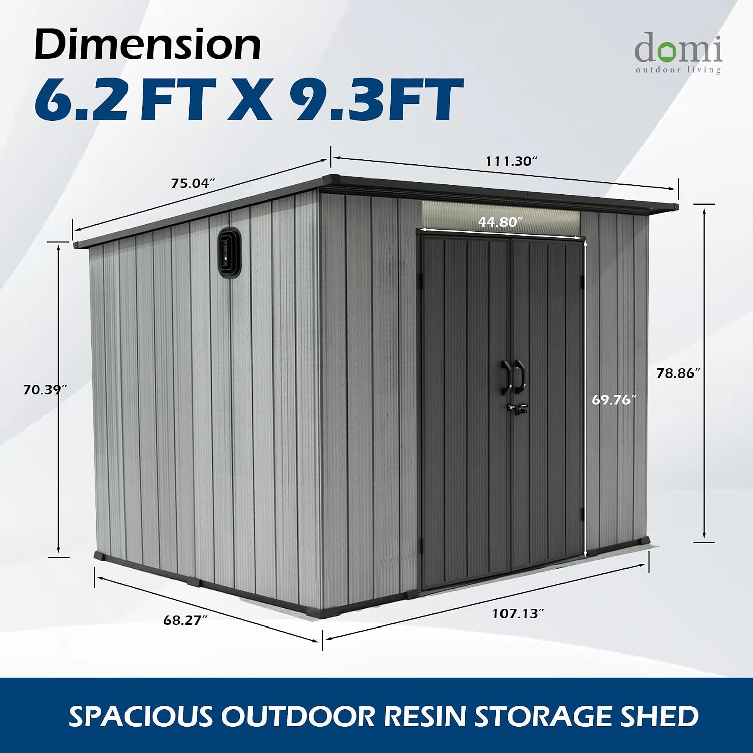 Domi 6x9FT Lean to Resin Shed, Plastic Outdoor Storage Shed with Carpet, Outside Storage Building for Garden Tools, Bike, Lawn Mower, Yard