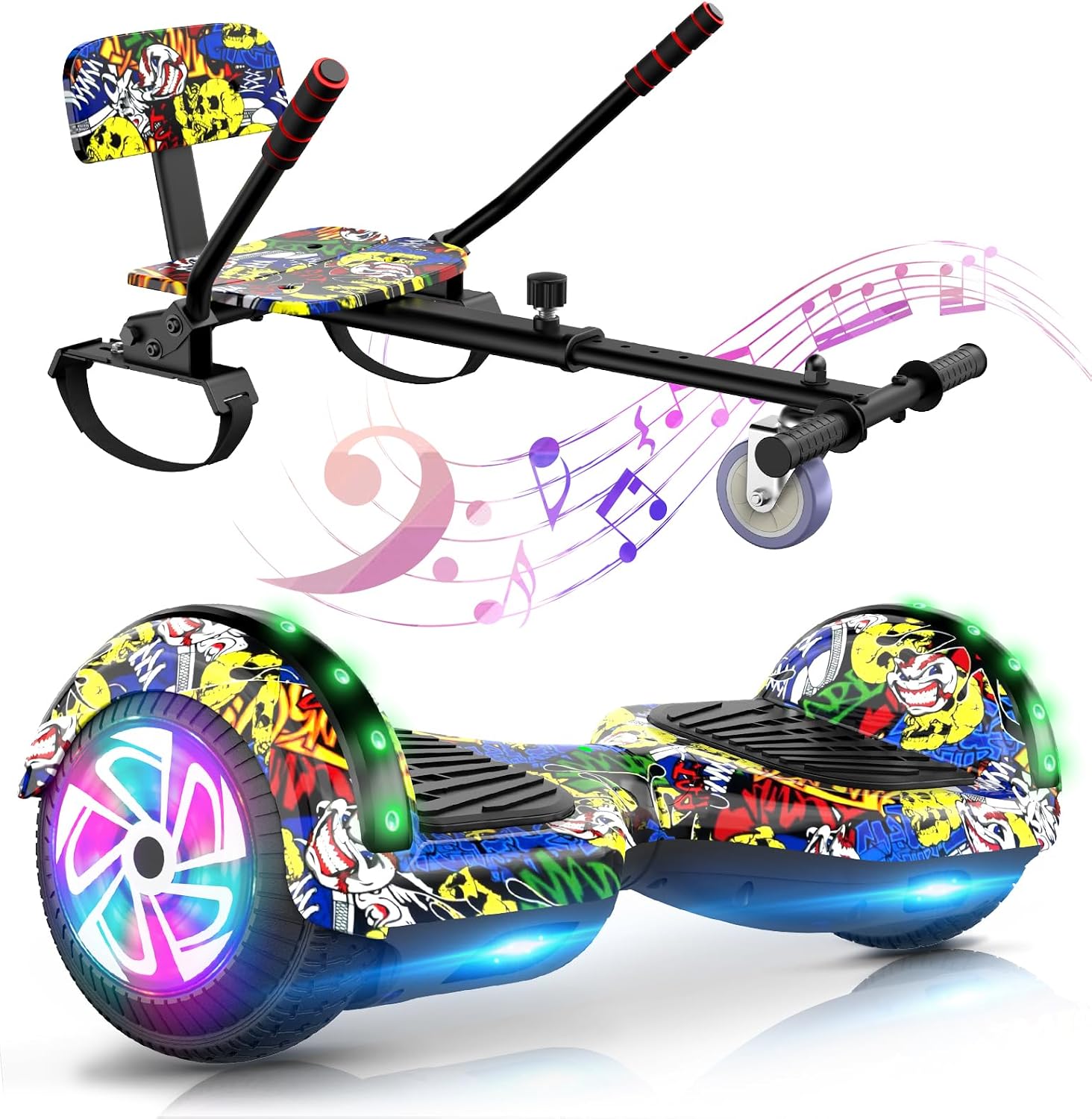 LIEAGLE Hoverboard, 6.5' Self Balancing Scooter Hover Board with Bluetooth Wheels LED Lights for Kids Adults