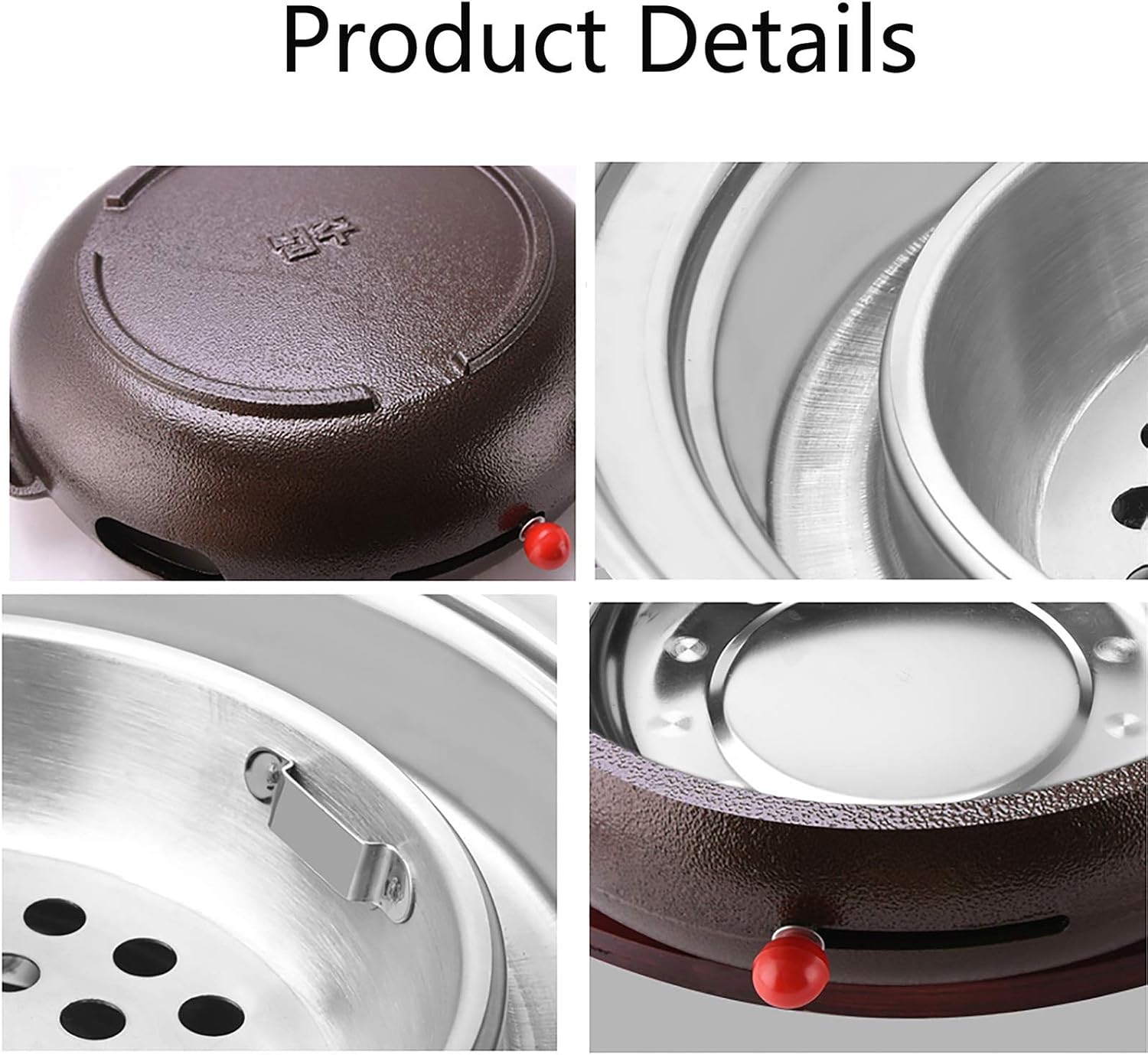 BBQ Barbeque Barbecue Grill, BBQ, Large Cast Iron Barbecue Meat Stove, Korean Household Charcoal Grill, Maifan Stone Baking Pan, Indoor Outdoor (Color : A)