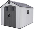 Lifetime Outdoor Storage Shed, 8x10 Ft, Gray, Resin Tool Shed with Lockable Doors and Steel-Reinforced Walls