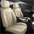 Car Seat Covers Full Set for Vw Tiguan 2016-2025 SEL R-Line Elegance, All Weather Leather Waterproof Interior Protector Accessories, Use Easy Installation Cleaning(Beige)