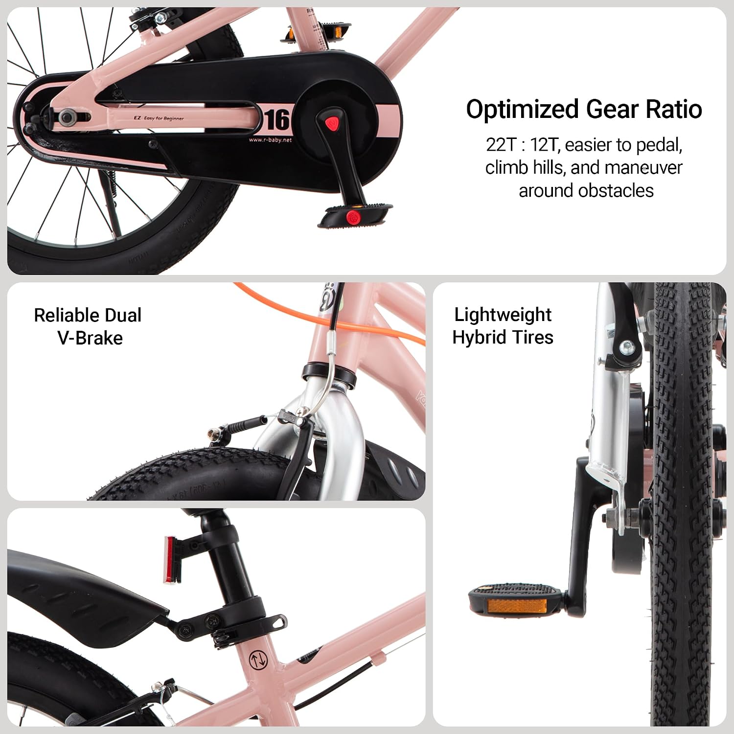 RoyalBaby EZ Fride Kids Bike 16 18 20 Inch, Lightweight Aluminum 2-in-1 Balance to Pedal Bike with One-Key Switch for Boys Girls Ages 4+