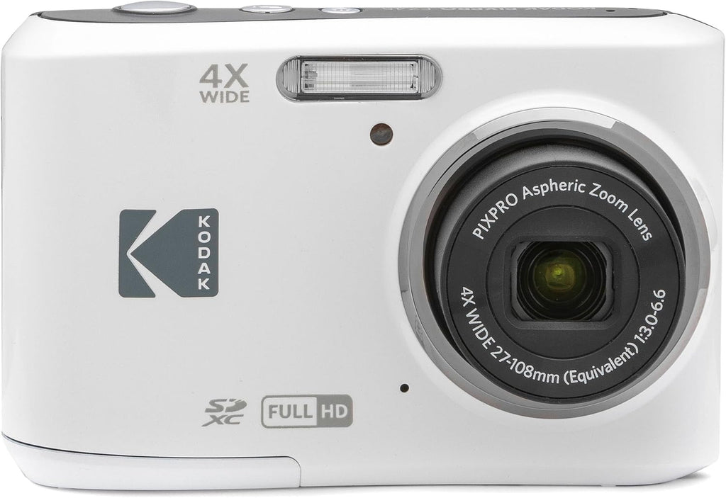 Kodak PIXPRO FZ45 16MP Digital Camera 4X Optical Zoom 27mm Wide Angle 1080P Full HD Video 2.7' LCD Camera (White) + 64GB Card and Reader + Memory Wallet Bundle