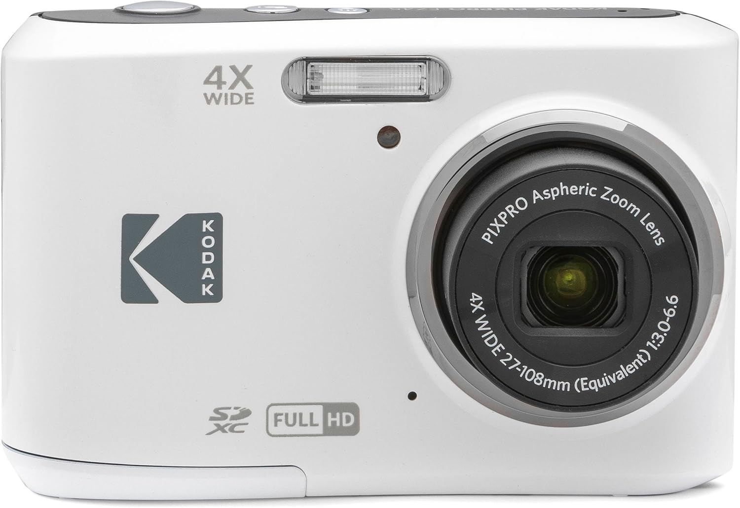 Kodak PIXPRO FZ45 16MP Digital Camera 4X Optical Zoom 27mm Wide Angle 1080P Full HD Video 2.7' LCD Camera (White) + 64GB Card and Reader + Memory Wallet Bundle