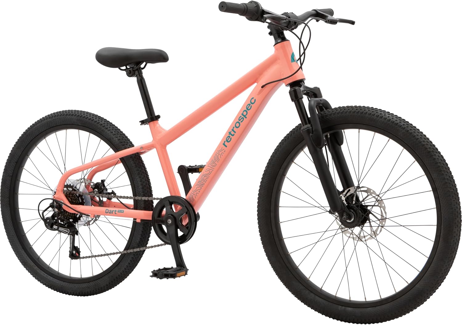 Retrospec Dart Plus 24-Inch Kids Bike, 7-Speed Aluminum Bicycle with Disc Brakes for Boys & Girls 8-11 Years Old, Lightweight Frame & Front Suspension