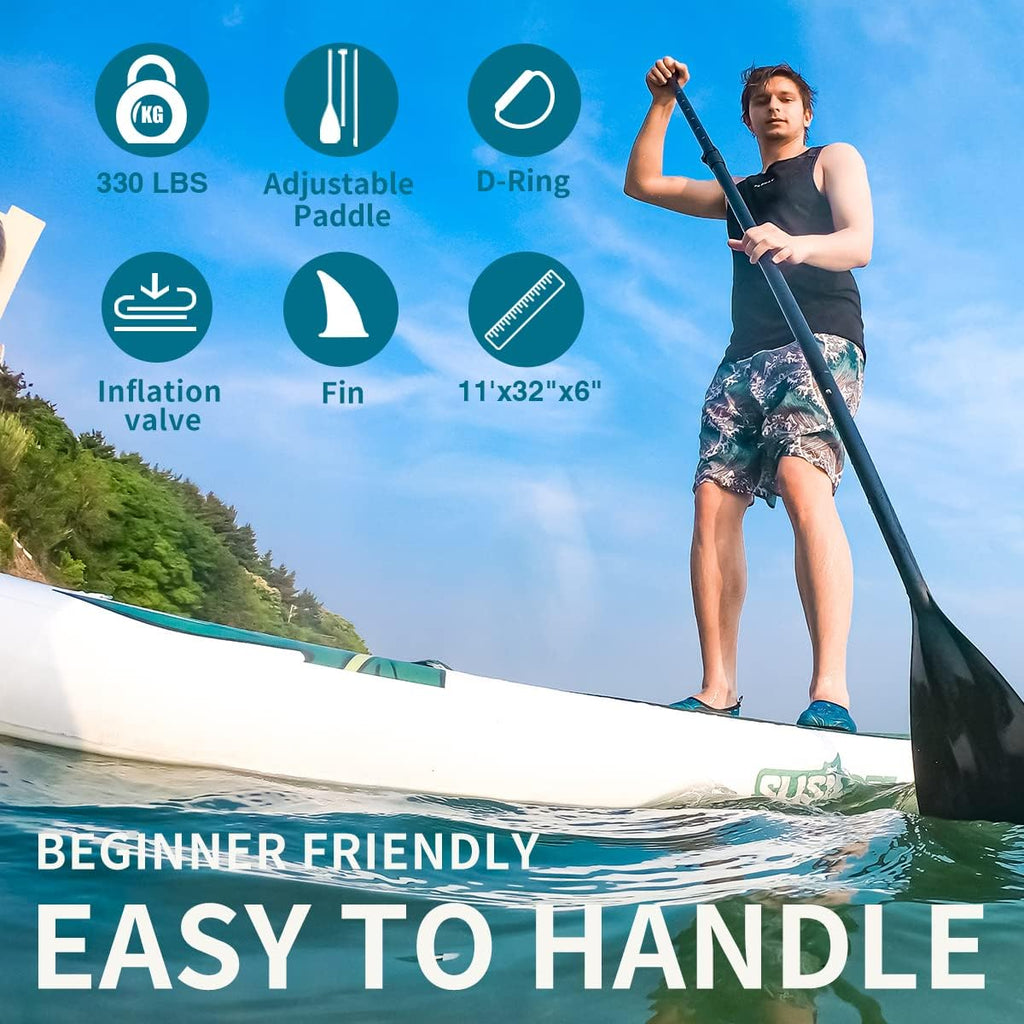 Inflatable Stand Up Paddle Board, 11ft 10'6' Paddle Board for Adults & Youth, Durable SUP Accessories with Non-Slip Deck, Dual Hand Pump,10L Dry Bag,108L Backpack