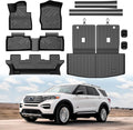 Mixsuper Floor Mat & Cargo Liner for Ford Explorer 2020-2026 Captain Chairs (Only Fit 7 Seats),All Weather TPE Floor mat with Backrest and Door Sill Guards Explorer Accessories,Anti-Slip Black