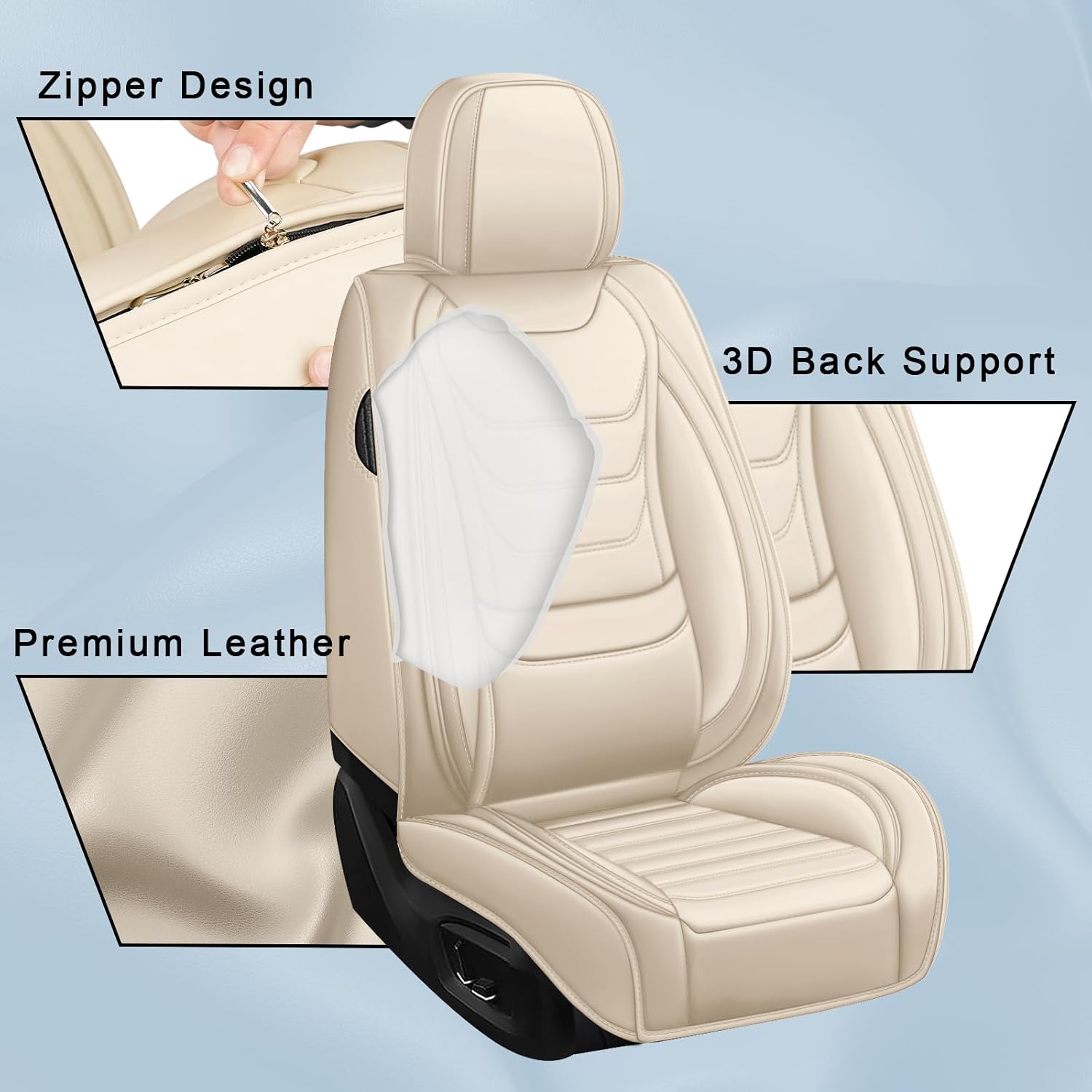 JWLK Seat Covers for Buick Envision 2016-2026, Family Seat Covers for Cars, Non-Slip, Airbag Compatible Vehicle Cushion, Waterproof & Easy-Clean(Standard 5 Seats, Beige)