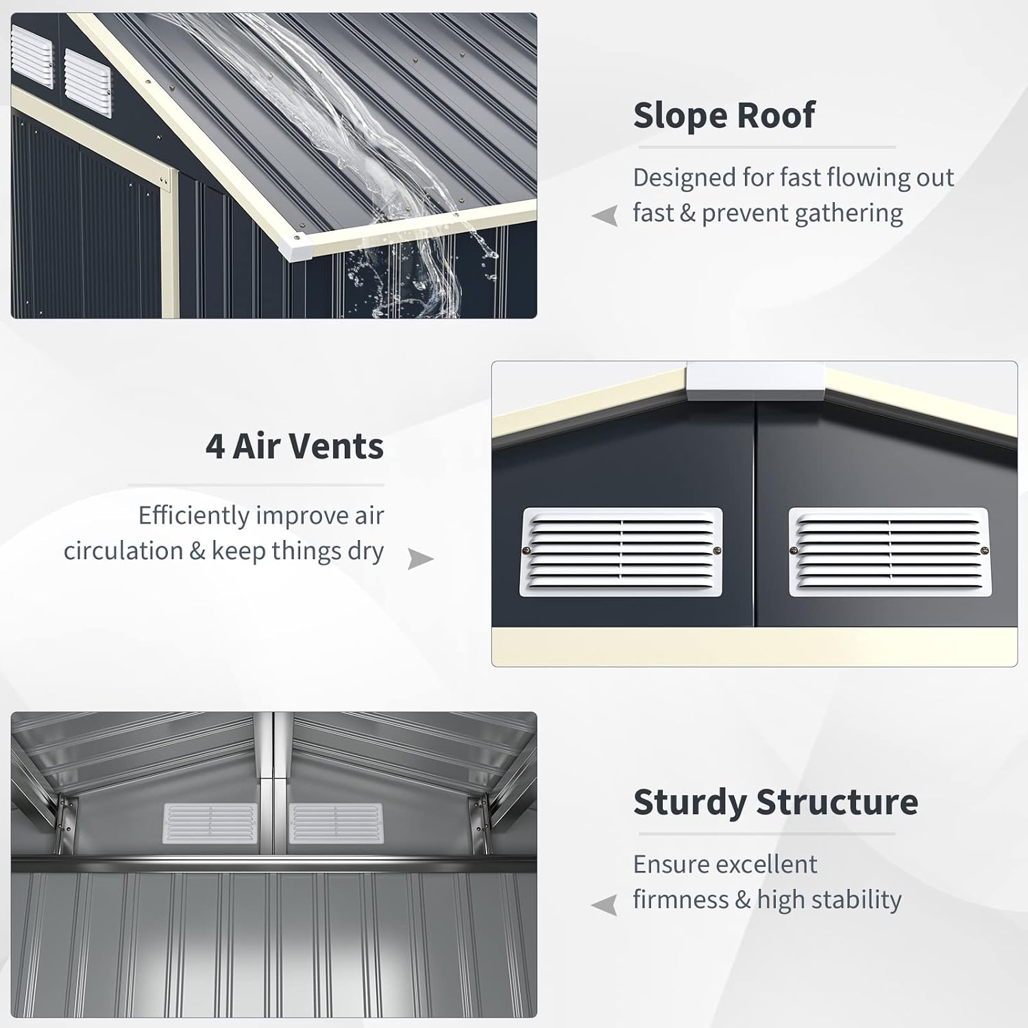Goplus Storage Shed, Metal 9' X 8' Outdoor Building Organizer with 4 Vents & Double Sliding Door for Garden Backyard Farm (9'X8')