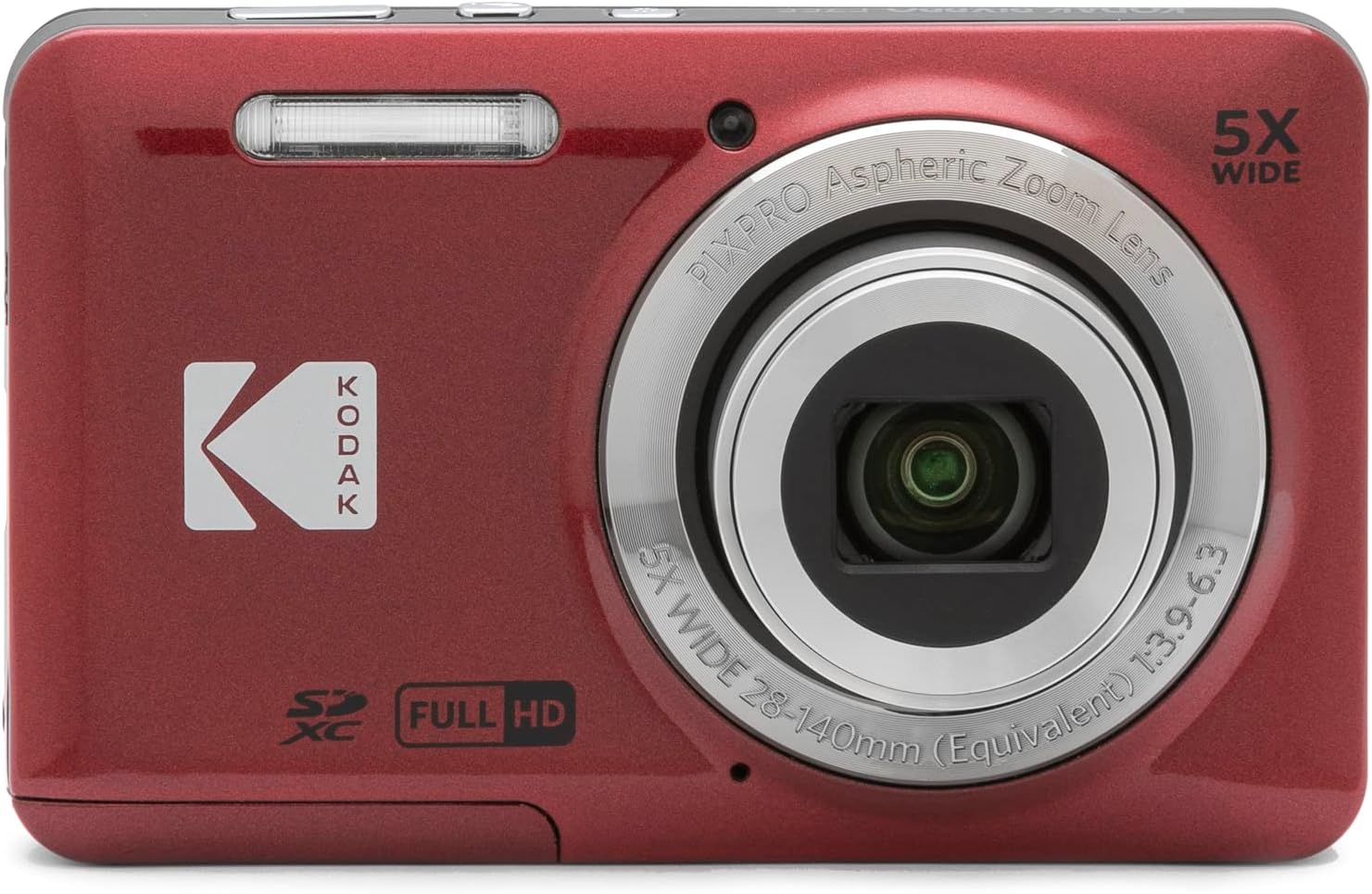 Kodak PIXPRO FZ55 Digital Camera, Red Bundle with Lexar 32GB High-Performance 800x UHS-I SDHC Memory Card + Deco Photo Point and Shoot Field Bag Camera Case